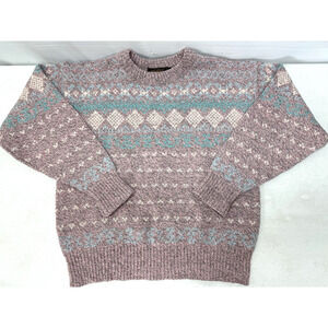 Vintage EDDIE BAUER Womens Medium Wool Blend Crew Neck Pullover Sweater USA